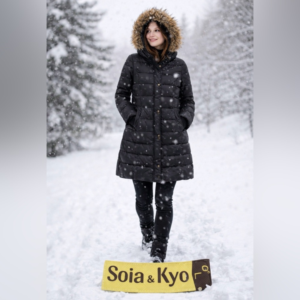 Soia & Kyo Black Hooded Puffer Jacket